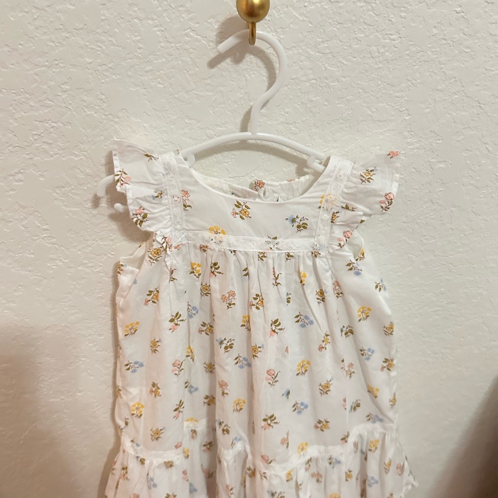 Janie and Jack White Floral Dress with Ruffle Sleeves